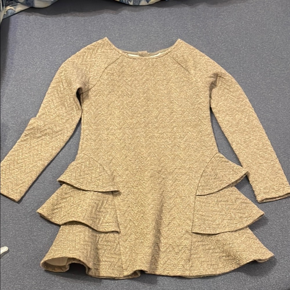 Chic Gold Metallic Ruffle Dress